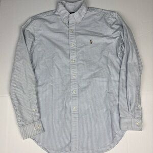 Ralph Lauren Blue and White Striped Casual Button Down Shirt